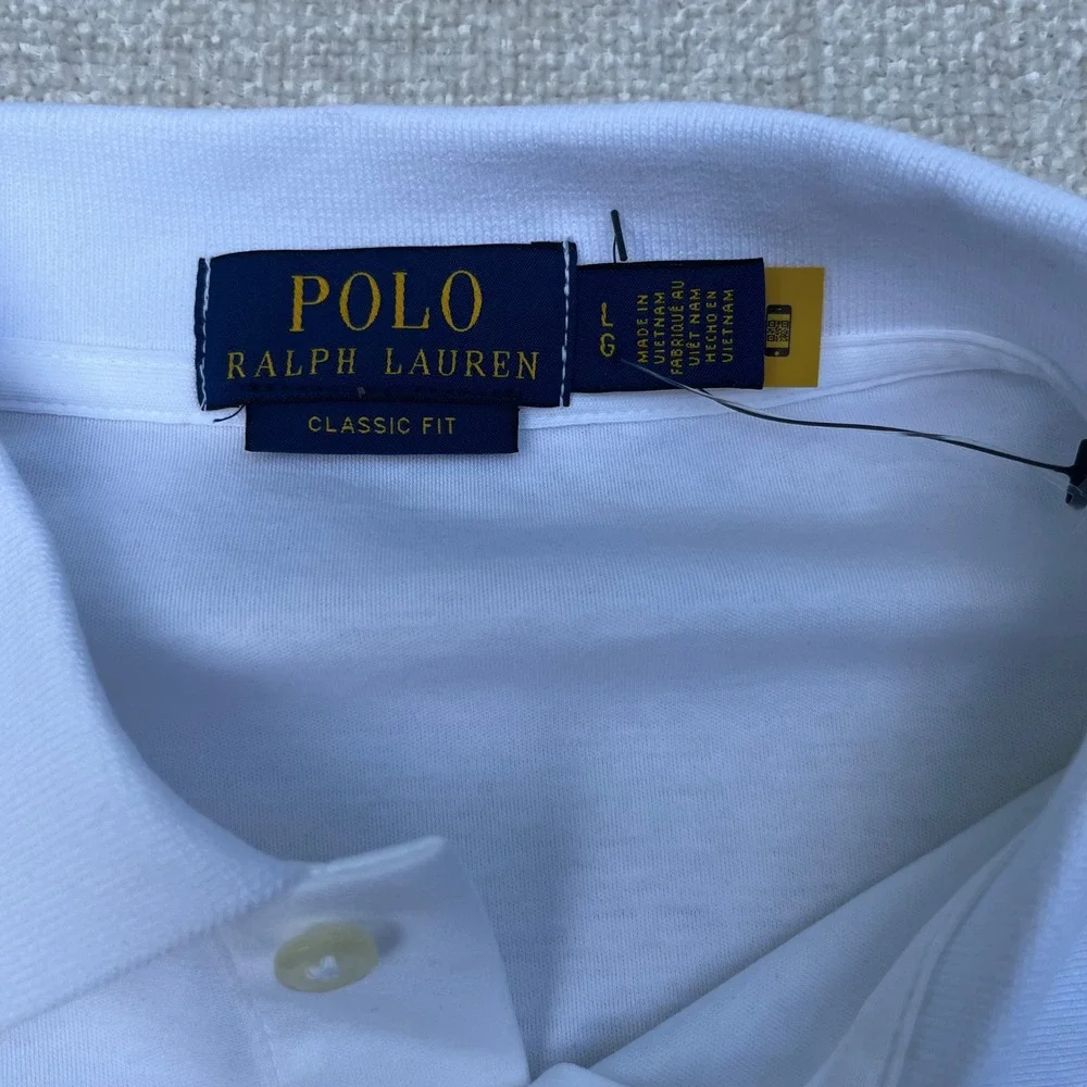Polo Ralph Lauren Mens Classic Fit White Cotton Polo Shirt Large NWT